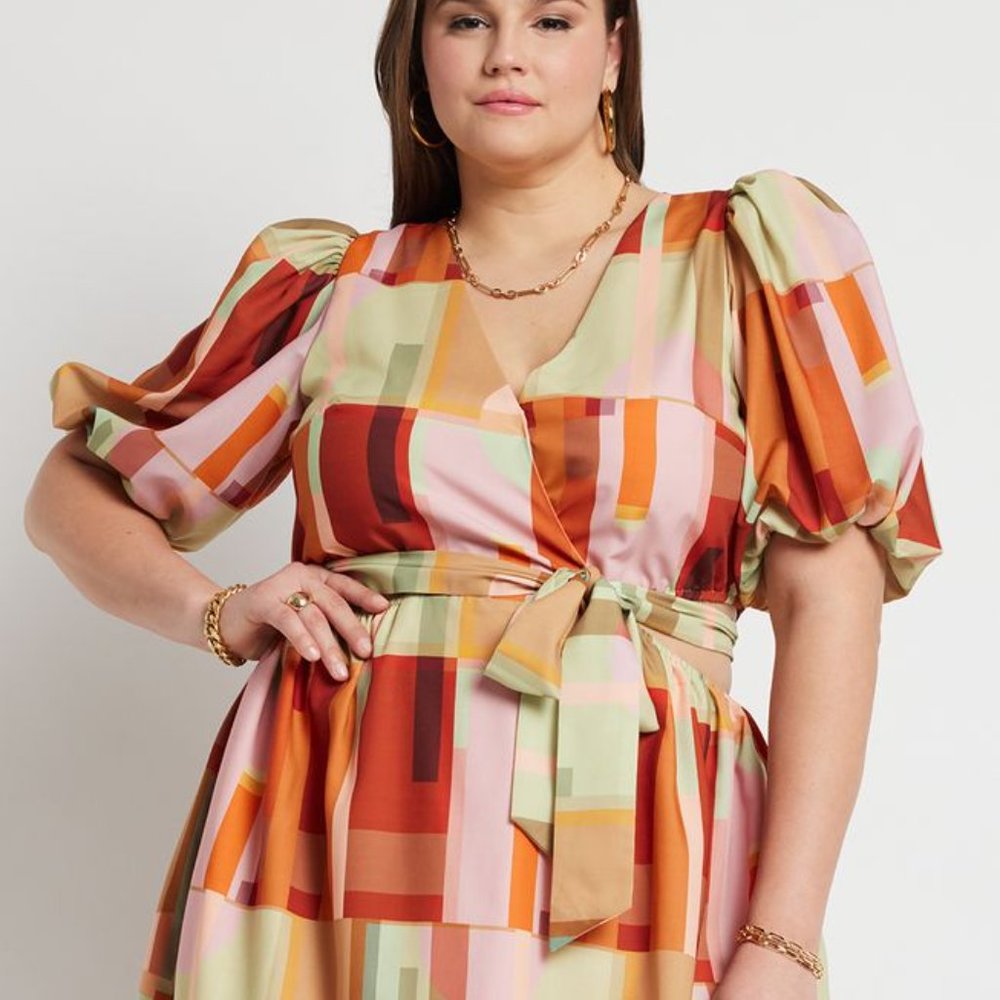 ELOQUII Cutout Waist Maxi Dress Multicolor Size 14 NWT - Picture 2 of 8